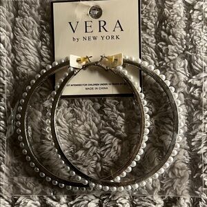Vera by New York Pearl Hoop Earrings